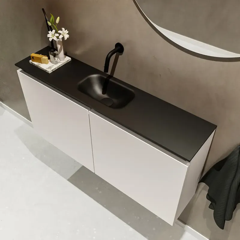 Voordeelprijs Mondiaz Ture 100cm toiletmeubel linen met wastafel urban midden geen kraangat