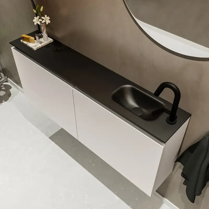 Mondiaz Ture 120cm toiletmeubel linen met wastafel urban rechts 1 kraangat Nieuw