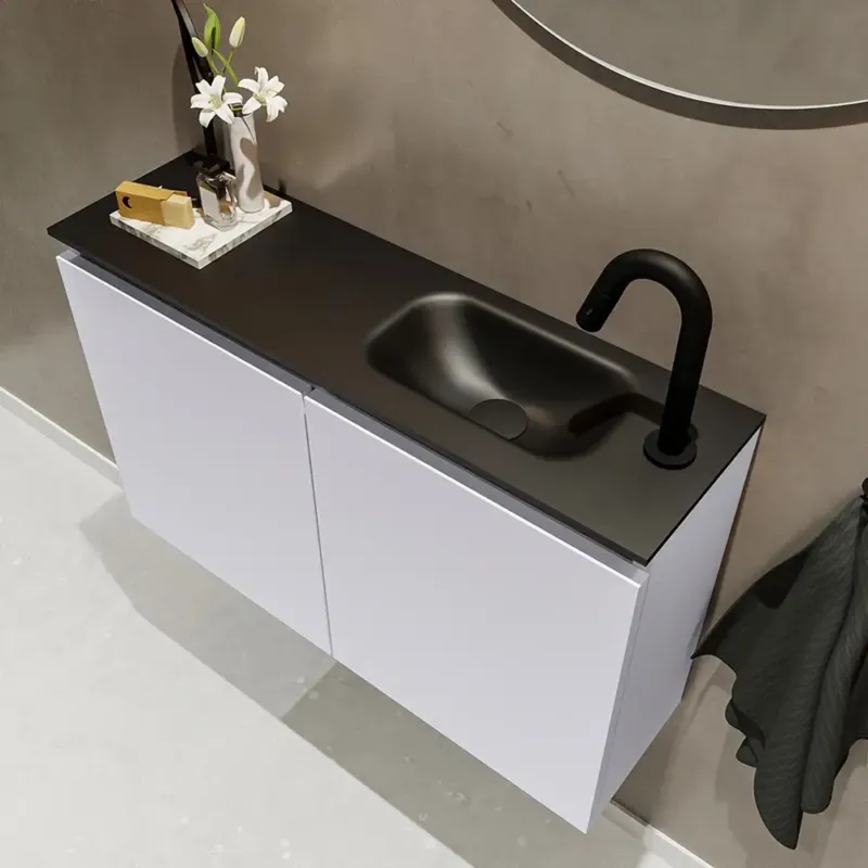 Weekendaanbieding Mondiaz Ture 80cm toiletmeubel cale met wastafel urban rechts 1 kraangat