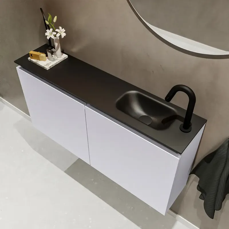 Beste Prijs Mondiaz Ture 100cm toiletmeubel cale met wastafel urban rechts 1 kraangat