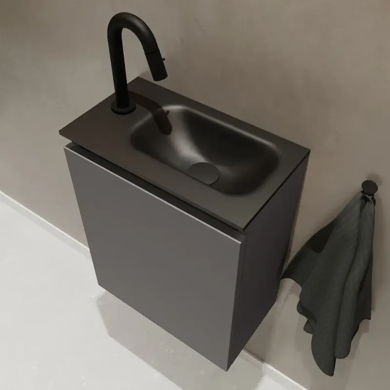 Mondiaz Ture 40cm toiletmeubel dark grey met wastafel urban rechts 1 kraangat Goedkoop