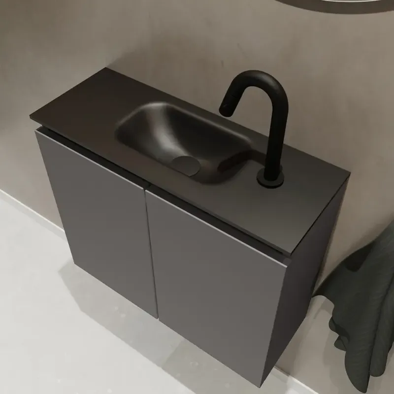 Betaalbaar Mondiaz Ture 60cm toiletmeubel dark grey met wastafel urban midden 1 kraangat