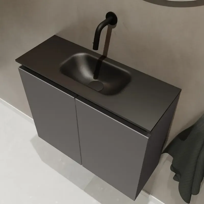 Aanbieding Mondiaz Ture 60cm toiletmeubel dark grey met wastafel urban midden geen kraangat