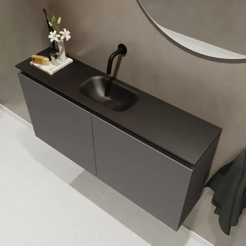 Mondiaz Ture 100cm toiletmeubel dark grey met wastafel urban midden geen kraangat Exclusieve Aanbieding