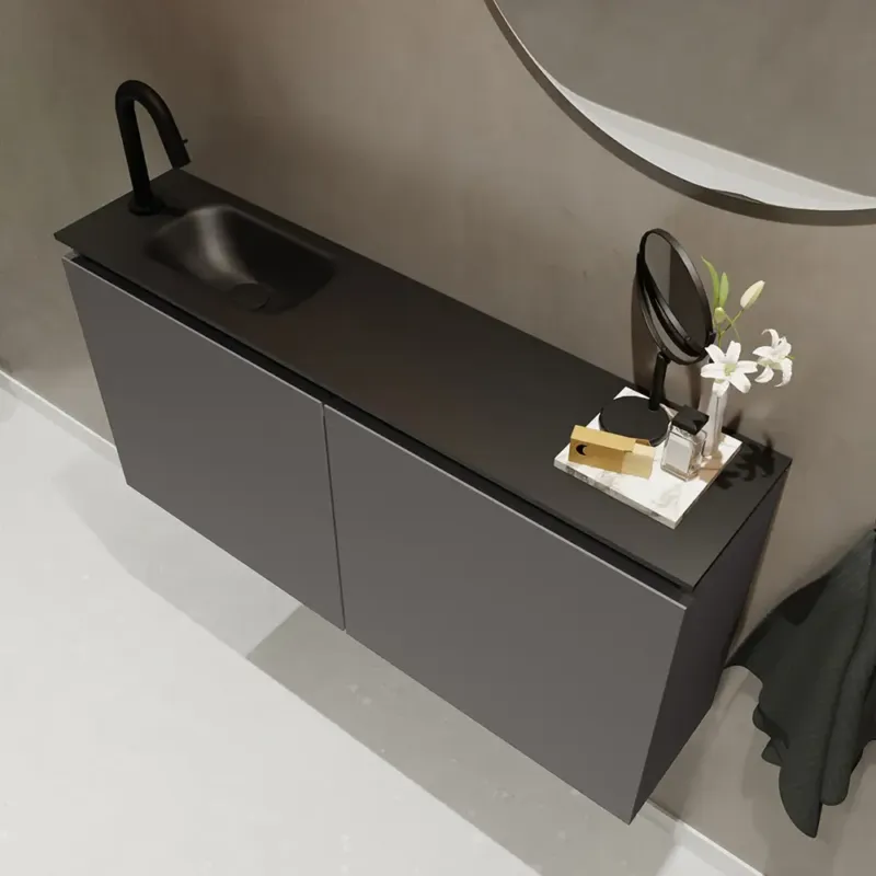Mondiaz Ture 100cm toiletmeubel dark grey met wastafel urban links 1 kraangat Shop Nu