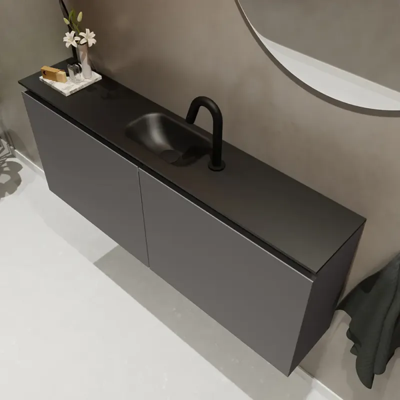 Mondiaz Ture 120cm toiletmeubel dark grey met wastafel urban midden 1 kraangat Laatste Kans