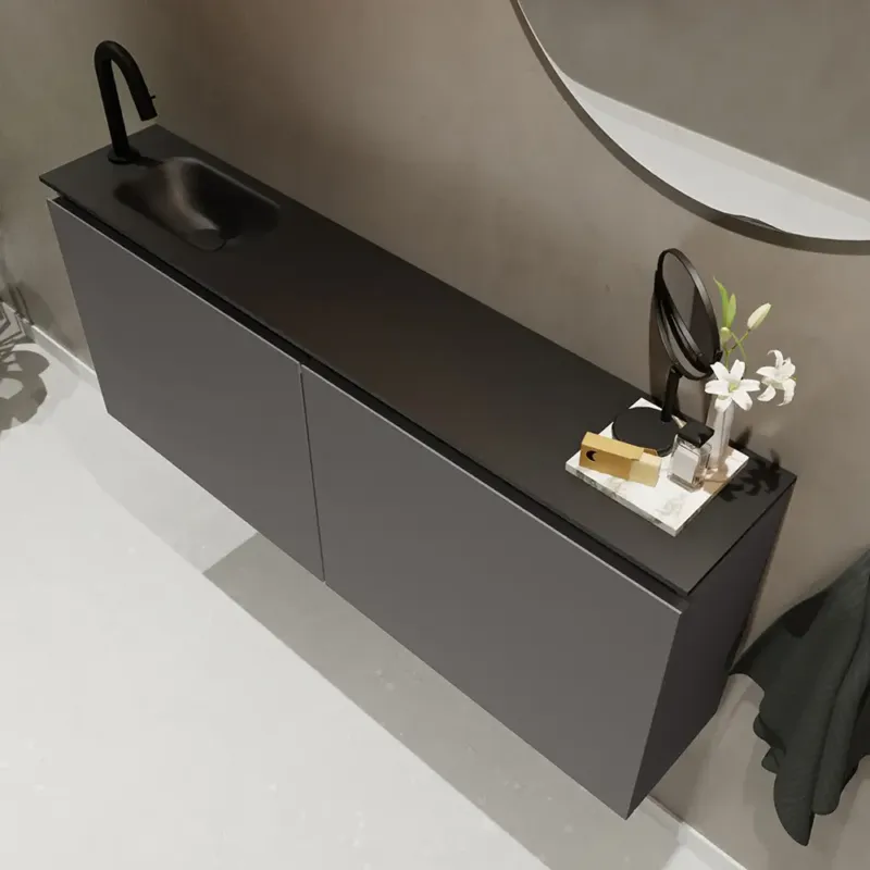Mondiaz Ture 120cm toiletmeubel dark grey met wastafel urban links 1 kraangat Uitverkoop