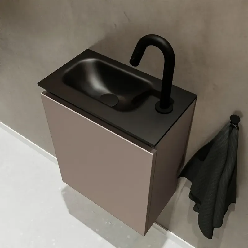 Lage Prijs Mondiaz Ture 40cm toiletmeubel smoke met wastafel urban links 1 kraangat