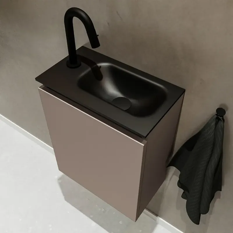 Beperkte Voorraad Mondiaz Ture 40cm toiletmeubel smoke met wastafel urban rechts 1 kraangat