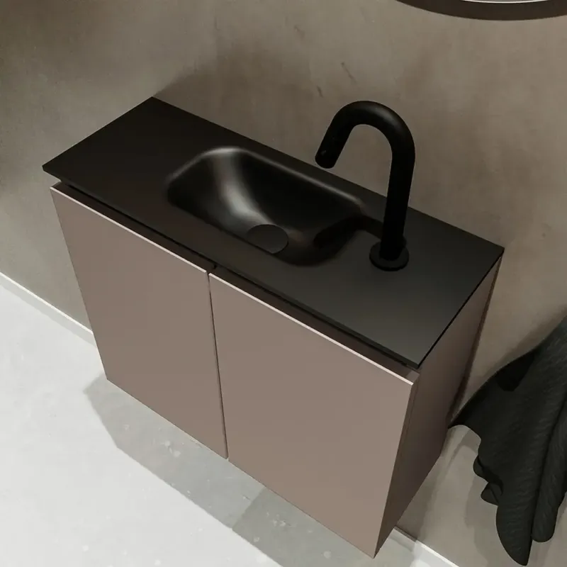 Express Levering Mondiaz Ture 60cm toiletmeubel smoke met wastafel urban midden 1 kraangat