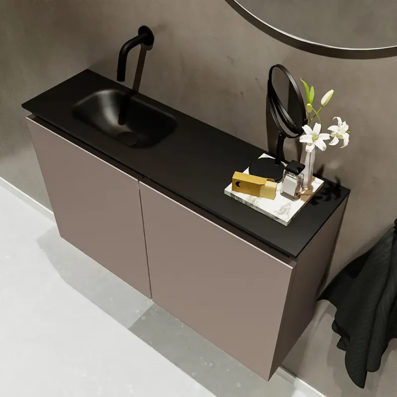 Koop Vandaag Mondiaz Ture 80cm toiletmeubel smoke met wastafel urban links geen kraangat