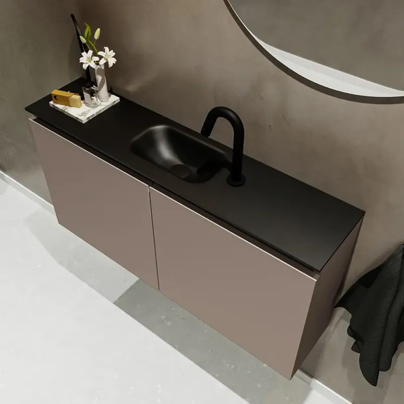Laatste Versie Mondiaz Ture 100cm toiletmeubel smoke met wastafel urban midden 1 kraangat