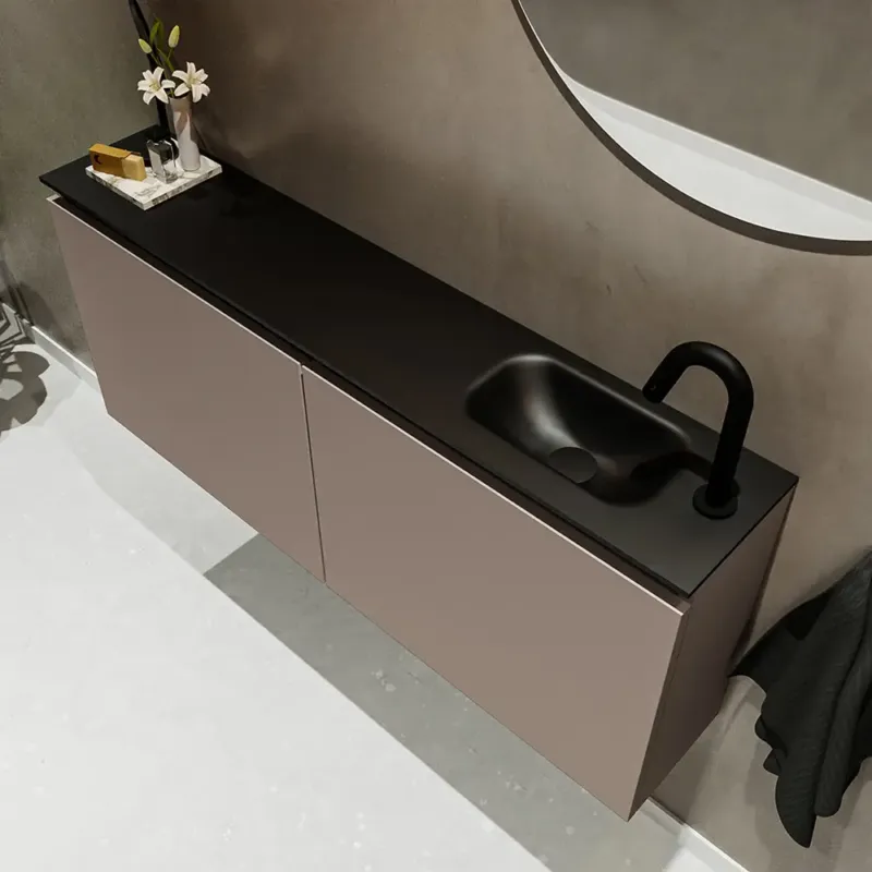 Korting Mondiaz Ture 120cm toiletmeubel smoke met wastafel urban rechts 1 kraangat