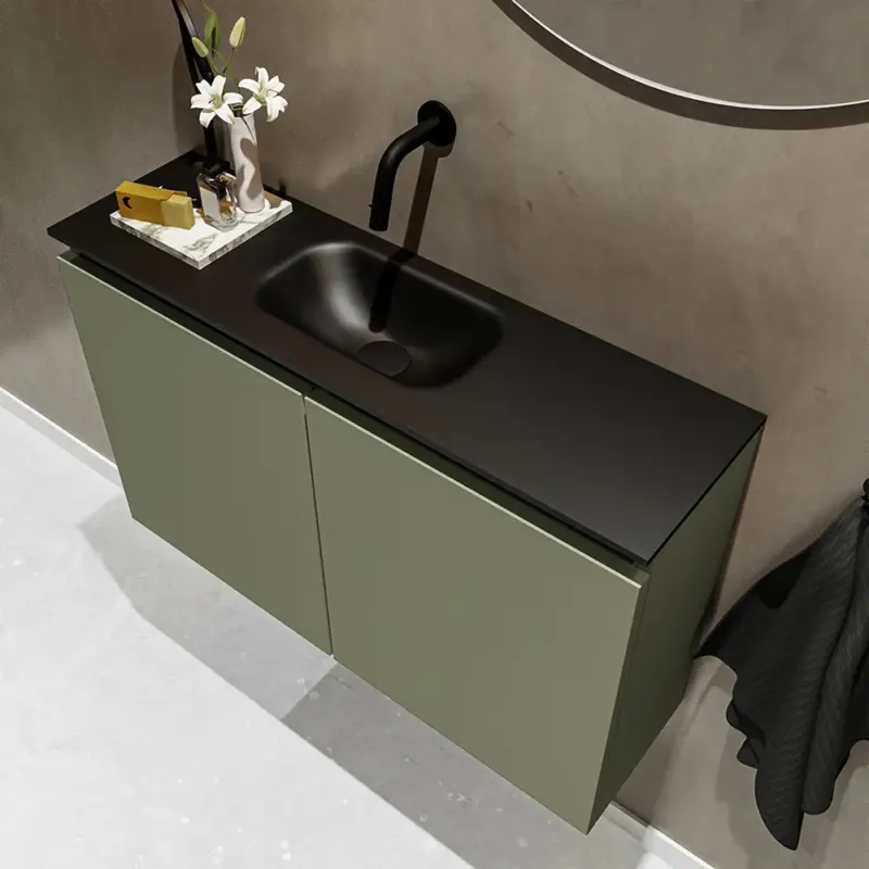 Voordeelprijs Mondiaz Ture 80cm toiletmeubel army met wastafel urban midden geen kraangat