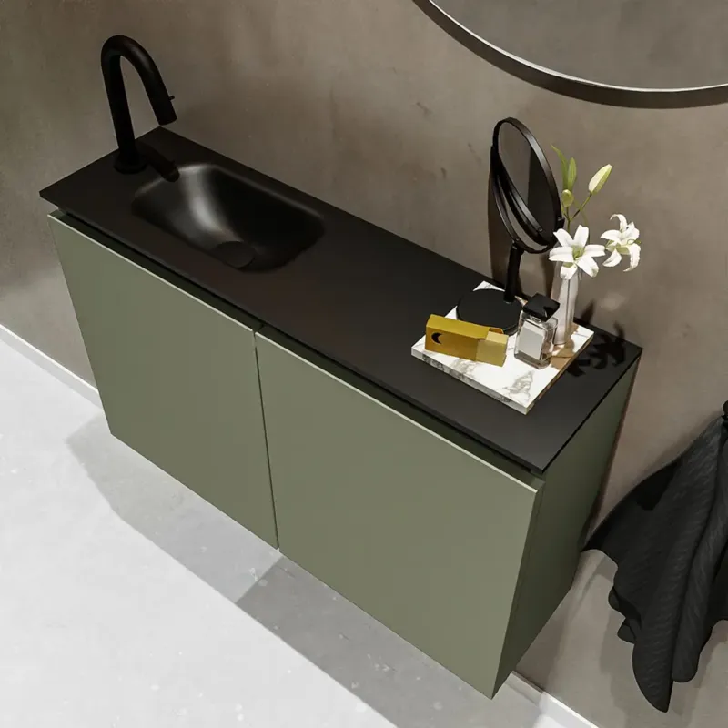 Lage Kosten Mondiaz Ture 80cm toiletmeubel army met wastafel urban links 1 kraangat