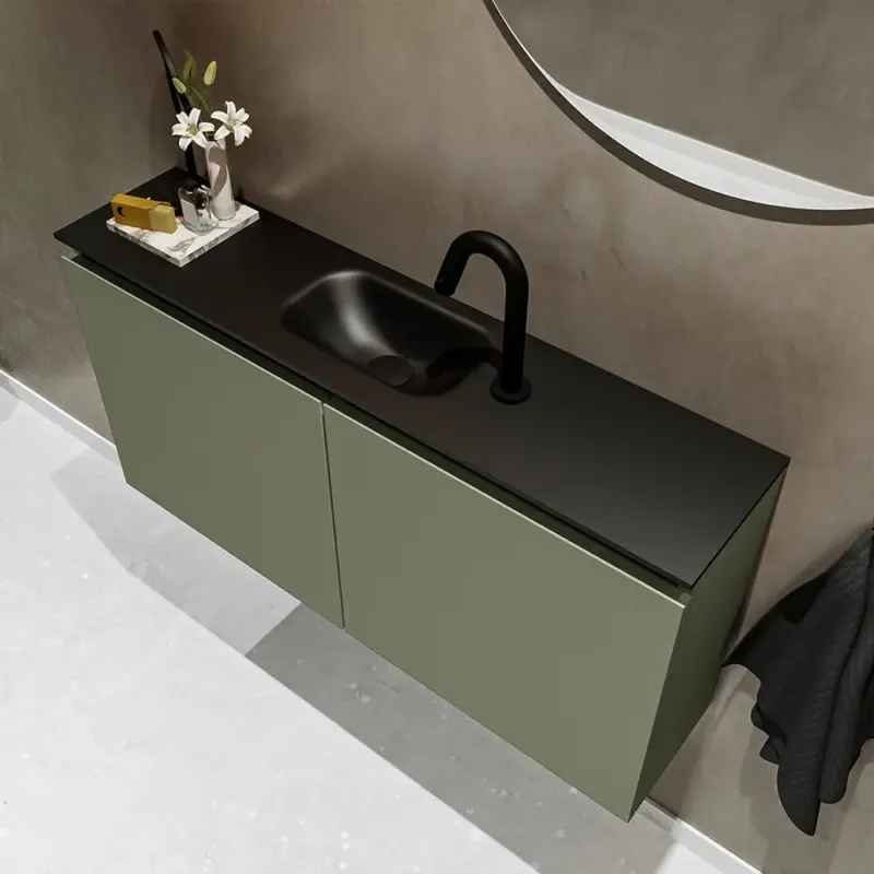 Merkproduct Mondiaz Ture 100cm toiletmeubel army met wastafel urban midden 1 kraangat