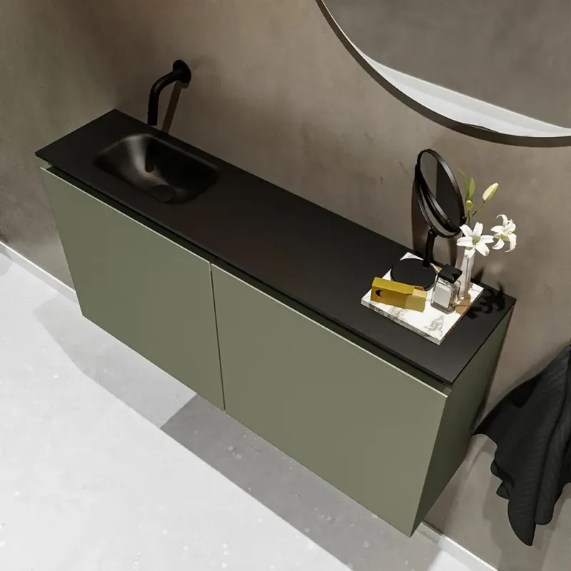 Uitverkoop Mondiaz Ture 100cm toiletmeubel army met wastafel urban links geen kraangat