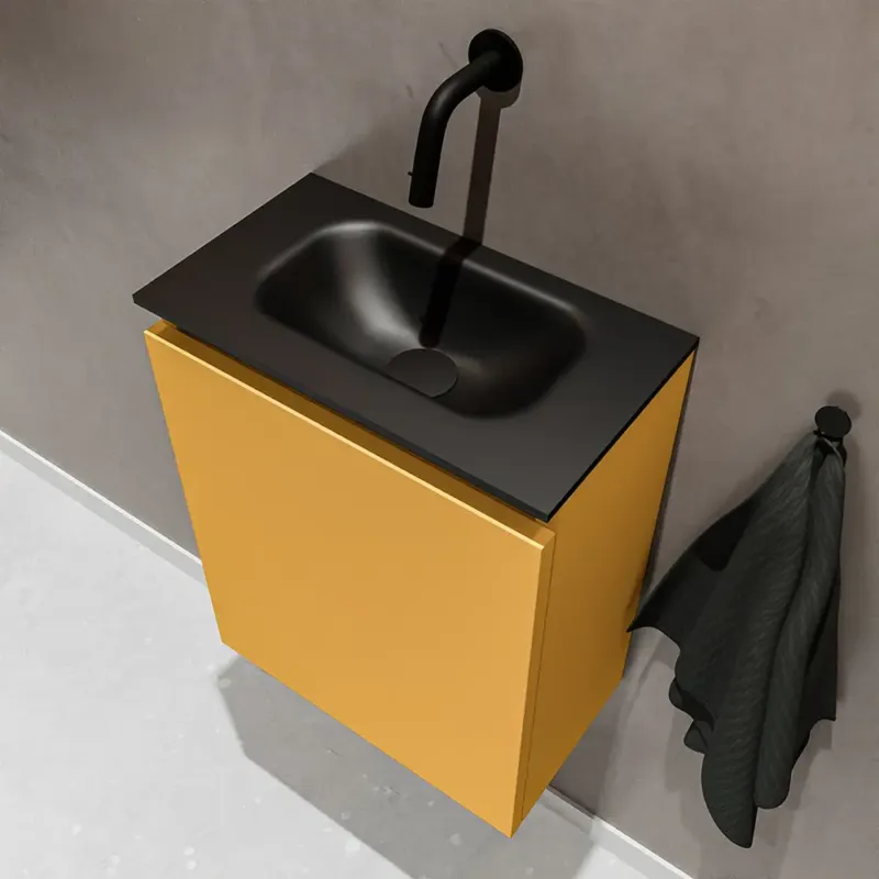 Laatste Versie Mondiaz Ture 40cm toiletmeubel ocher met wastafel urban midden geen kraangat
