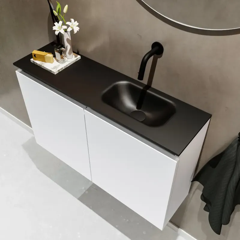 Bestseller Mondiaz Ture 80cm toiletmeubel talc met wastafel urban rechts geen kraangat