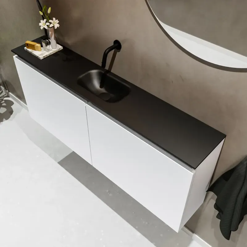 Weekendaanbieding Mondiaz Ture 120cm toiletmeubel talc met wastafel urban midden geen kraangat