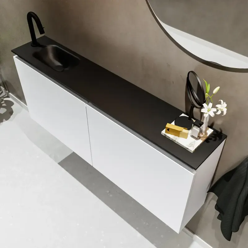 Lage Kosten Mondiaz Ture 120cm toiletmeubel talc met wastafel urban links 1 kraangat