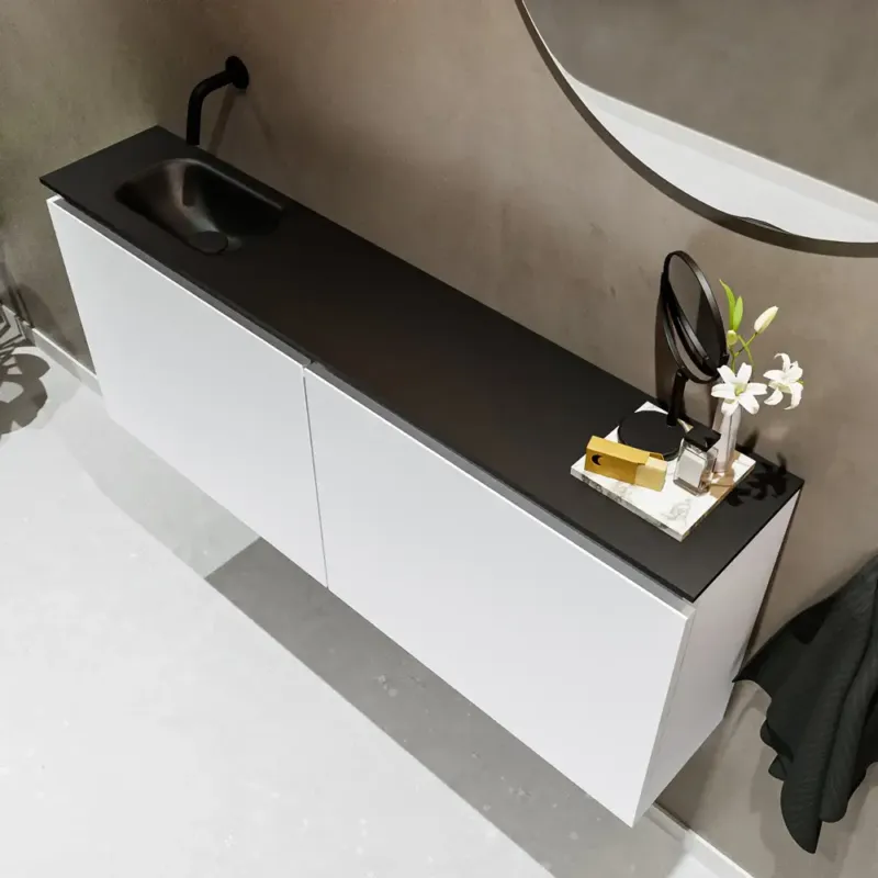 Lage Kosten Mondiaz Ture 120cm toiletmeubel talc met wastafel urban links geen kraangat