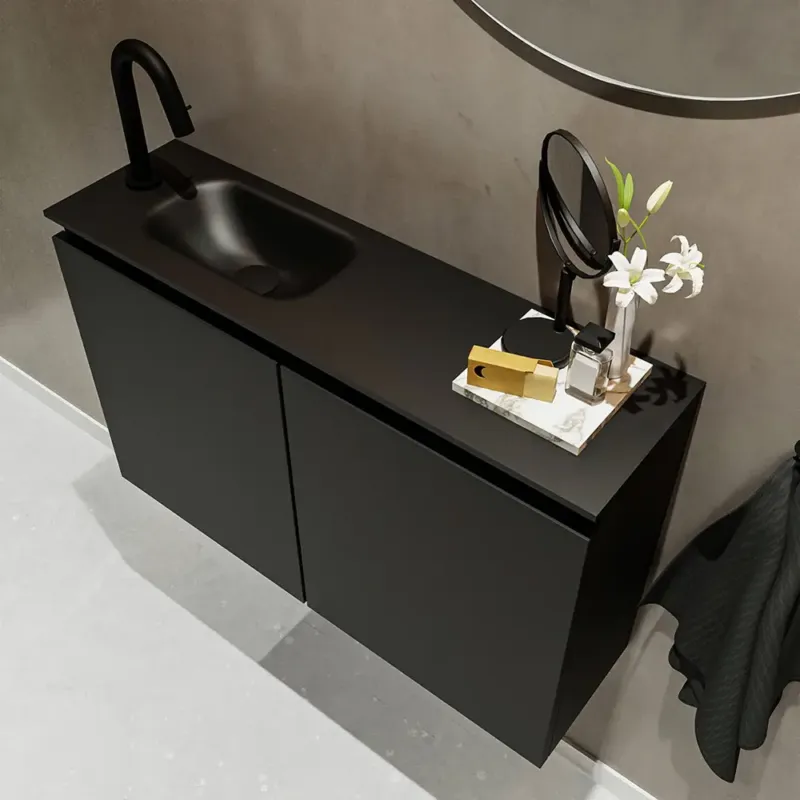 Mondiaz Ture 80cm toiletmeubel urban met wastafel urban links 1 kraangat Direct Beschikbaar