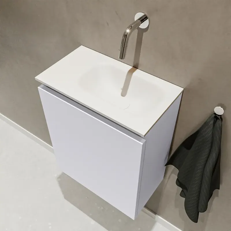 Betrouwbaar Mondiaz Ture 40cm toiletmeubel cale met wastafel talc rechts geen kraangat