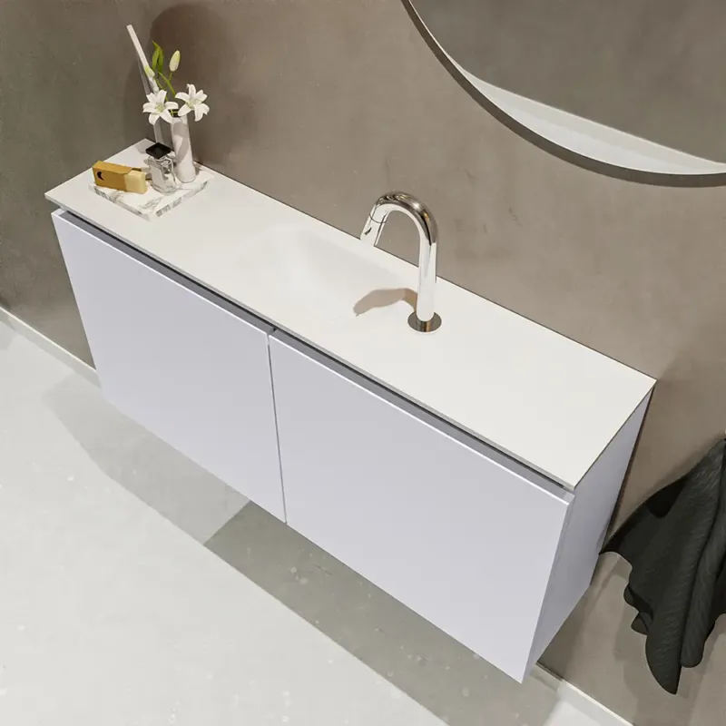 Favoriet Mondiaz Ture 100cm toiletmeubel cale met wastafel talc midden 1 kraangat