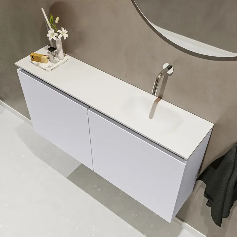 Laatste Kans Mondiaz Ture 100cm toiletmeubel cale met wastafel talc rechts geen kraangat