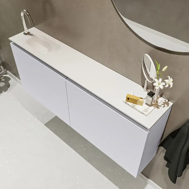 Koopje Mondiaz Ture 120cm toiletmeubel cale met wastafel talc links 1 kraangat