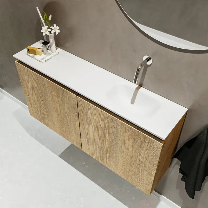 Laatste Kans Mondiaz Ture 100cm toiletmeubel washed oak met wastafel talc rechts geen kraangat