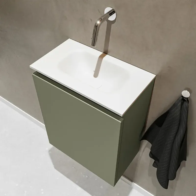 Alleen Vandaag Mondiaz Ture 40cm toiletmeubel army met wastafel talc midden geen kraangat