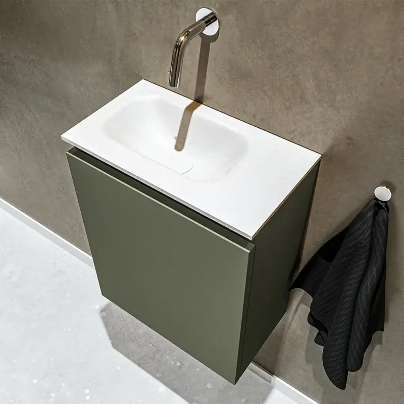 Exclusieve Aanbieding Mondiaz Ture 40cm toiletmeubel army met wastafel talc links geen kraangat