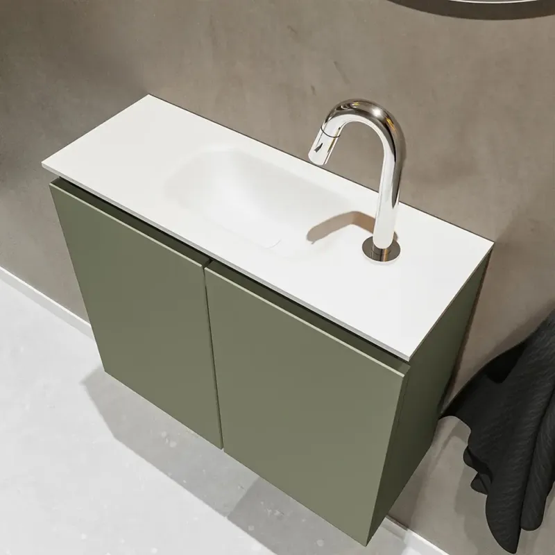 Bestseller Mondiaz Ture 60cm toiletmeubel army met wastafel talc midden 1 kraangat