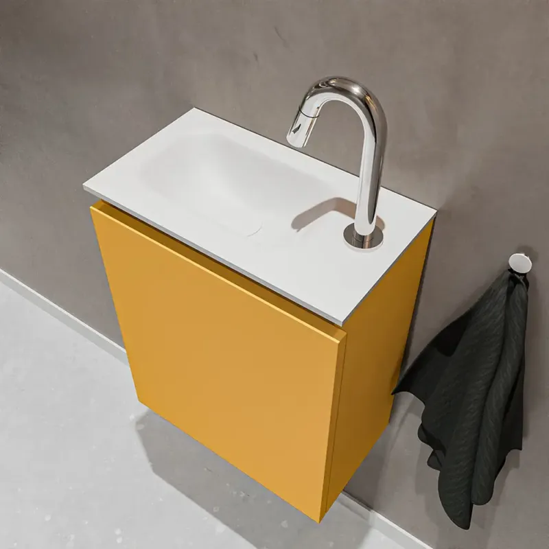 Laatste Kans Mondiaz Ture 40cm toiletmeubel ocher met wastafel talc links 1 kraangat