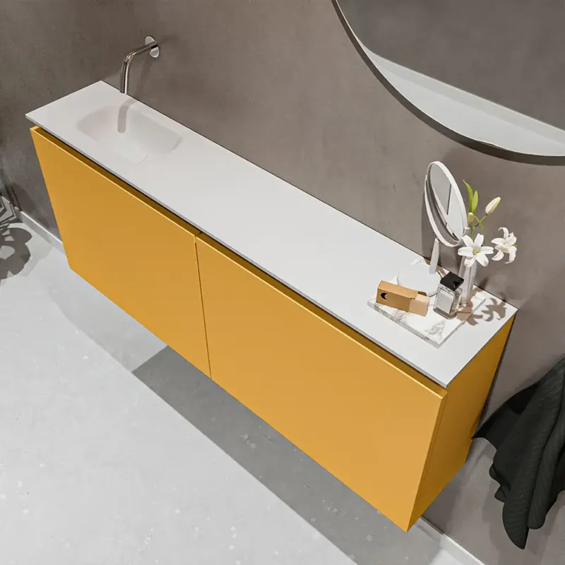 Bestseller Mondiaz Ture 120cm toiletmeubel ocher met wastafel talc links geen kraangat
