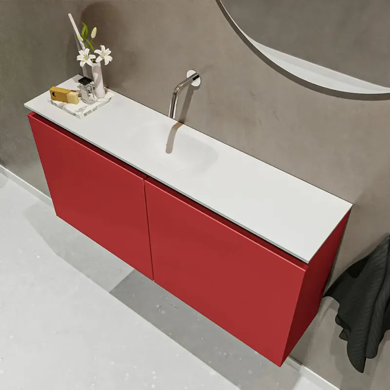 Hete Deal Mondiaz Ture 100cm toiletmeubel fire met wastafel talc midden geen kraangat