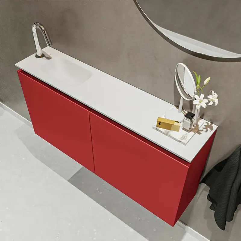 Weekendaanbieding Mondiaz Ture 100cm toiletmeubel fire met wastafel talc links 1 kraangat