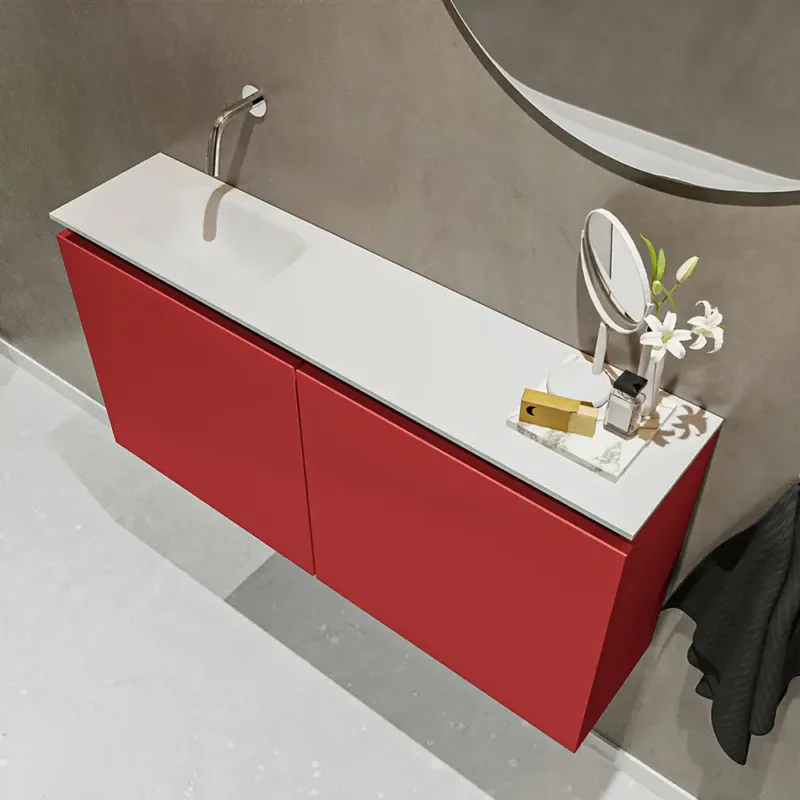 Fabrieksprijs Mondiaz Ture 100cm toiletmeubel fire met wastafel talc links geen kraangat