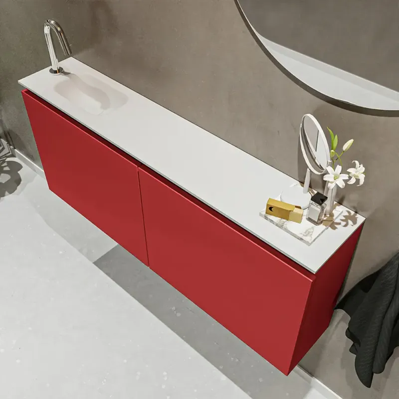 Meest Verkocht Mondiaz Ture 120cm toiletmeubel fire met wastafel talc links 1 kraangat