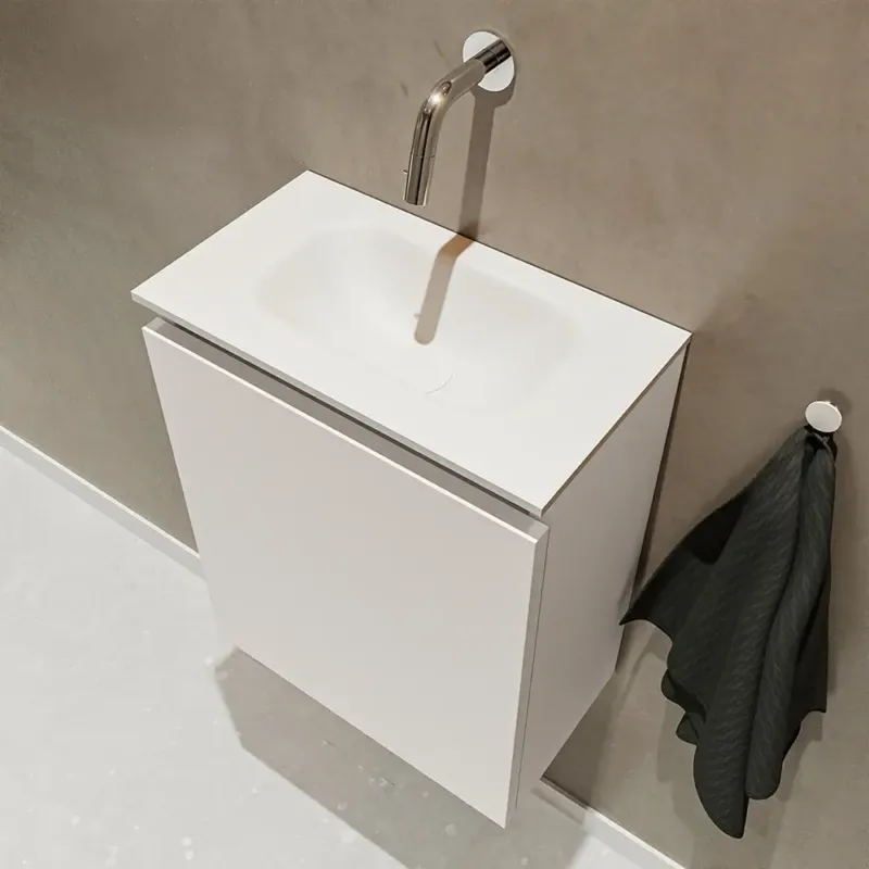 Bestseller Mondiaz Ture 40cm toiletmeubel linen met wastafel talc midden geen kraangat