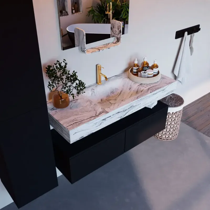 Mondiaz Alan DLux badmeubel 120cm urban 2 lades met wastafel glace midden 1 kraangat Hete Deal