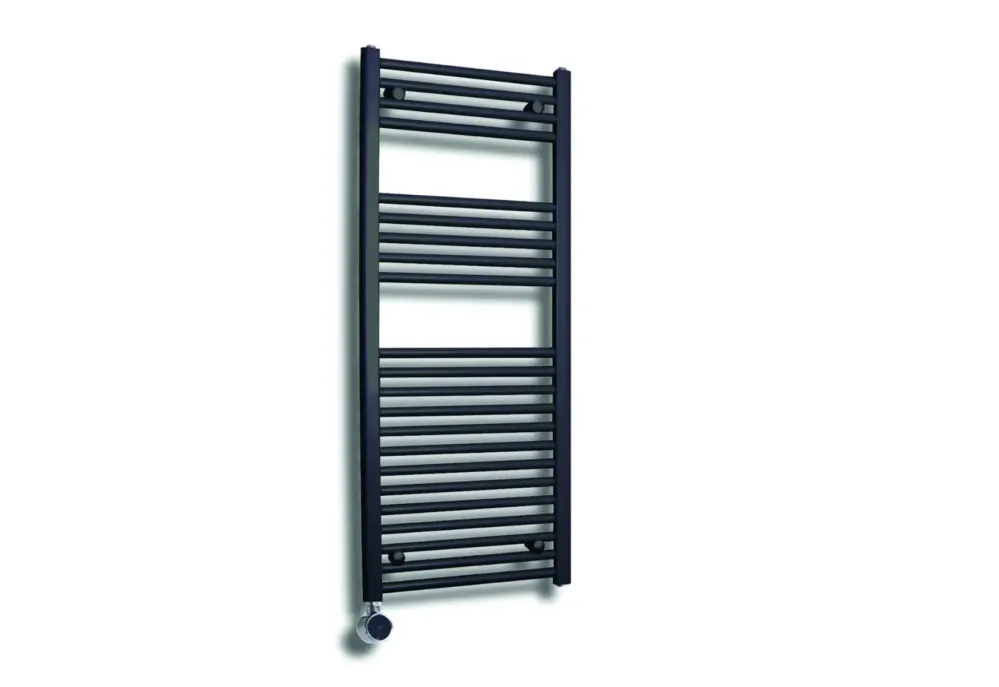 Sanicare elektrische design radiator 45x112cm zwart mat met thermostaat links zwart Betaalbaar