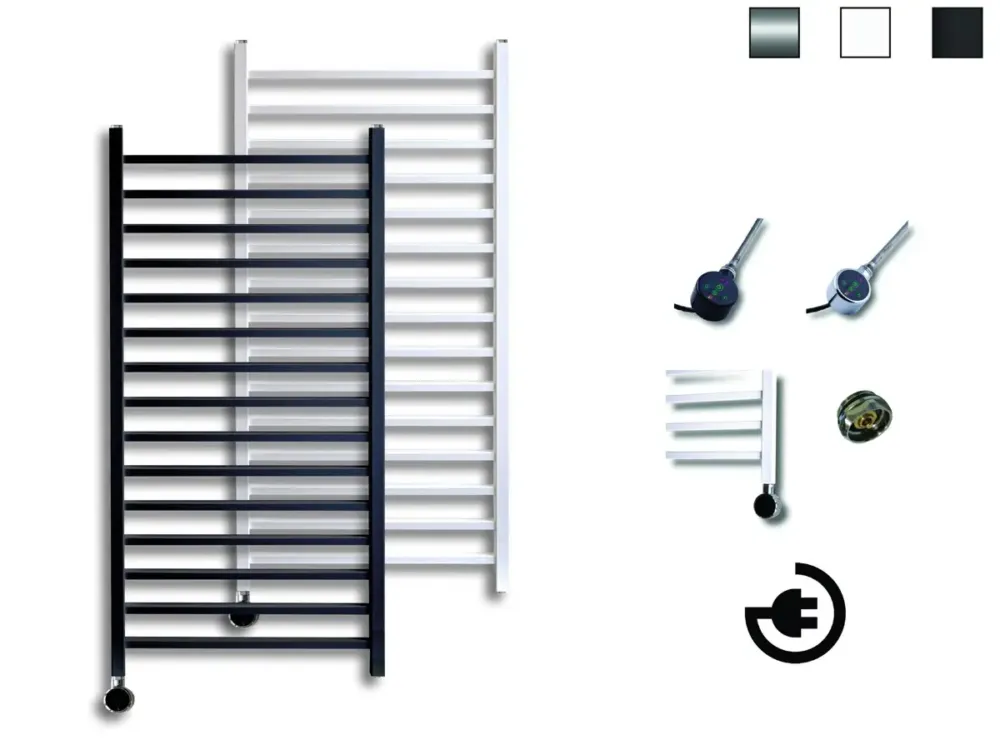 Goedkoop Sanicare Qubic elektrische radiator en thermostaat 125x60cm chroom