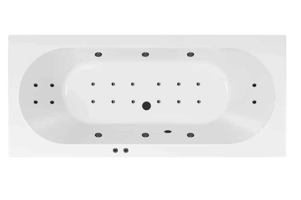 Fabrieksprijs Lambini Designs Round bubbelbad 170x75cm elektronisch 6+4+2 hydrojets en 12 aerojets zwart