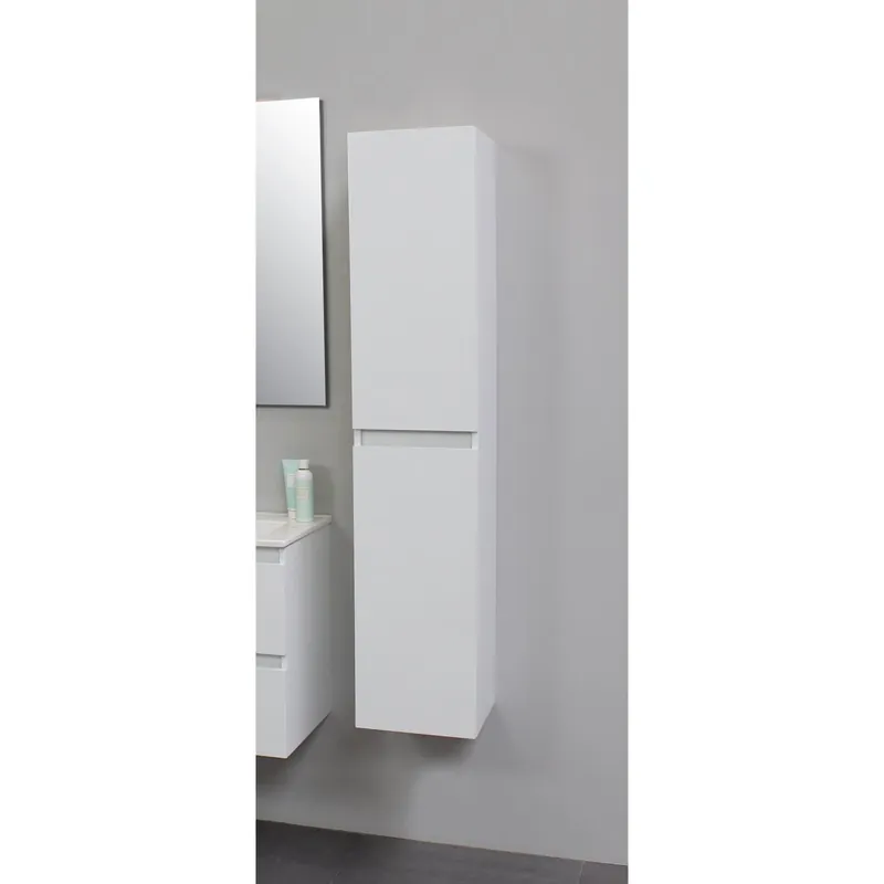Badmeubelkast Boss & Wessing Pepper Hoge Kast Greeploos 2 Deuren 145x30x30 cm Wit Tijdelijk Beschikbaar