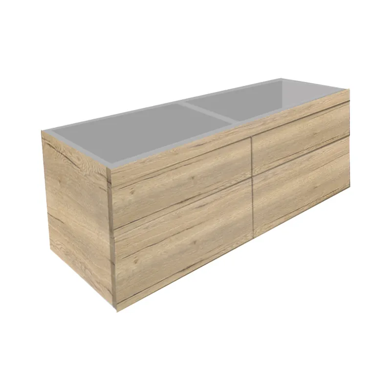 Badkamermeubel Best Design Beauty 4 Laden Greeploos 140 cm Eiken Zonder Wastafel Flitsaanbieding