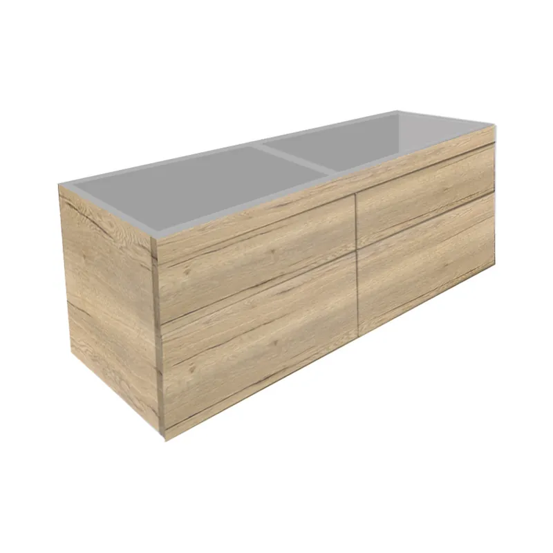 Badkamermeubel Best Design Beauty 2 Laden Greeploos 120 cm Eiken Zonder Wastafel Superprijs