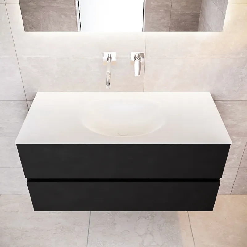 Badkamermeubel Solid Surface AQS Stockholm 100x45 cm Mat Zwart Urban (zes varianten) Koop Vandaag
